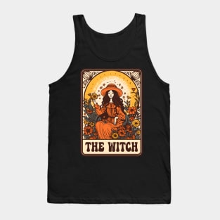 The Witch Tarot Groovy Vintage Halloween Plant Lover Tank Top